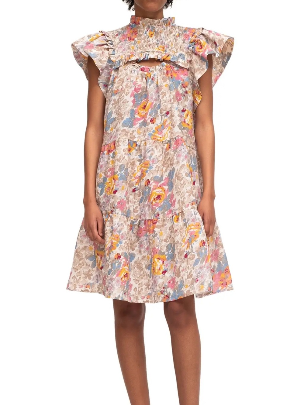 Sea New York Ines Floral Ruffle Mini Dress Size 2 NWOT